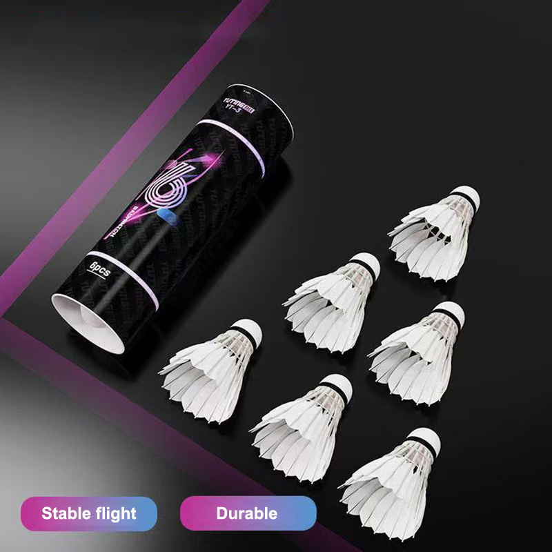 Feather Shuttlecock - ลูกขนไก่แบดมินตัน 3/6 ชิ้น ขนนกห่านสีขาว บินได้อย่างมั่นคง ทนทาน