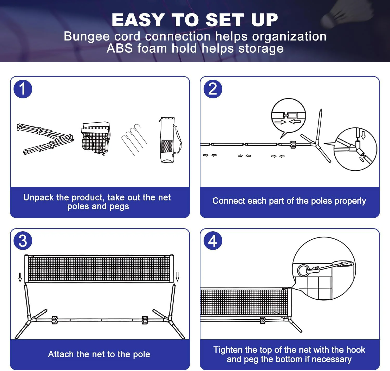 ตาข่ายกีฬาอเนกประสงค์เหล็กสูง  - Badminton Net บทวิจารณ์และราคา